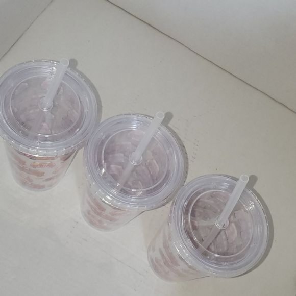 SET OF 3 Fall Travel Tumbler Cold Cup Straw Red Truck Drink 16oz Pumpkins - Picture 4 of 7